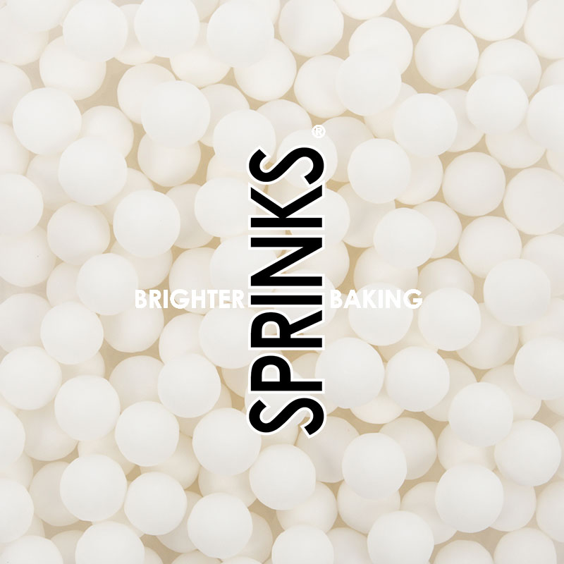 Cachous Pearl Beads MATTE WHITE 8mm (65g) - by Sprinks