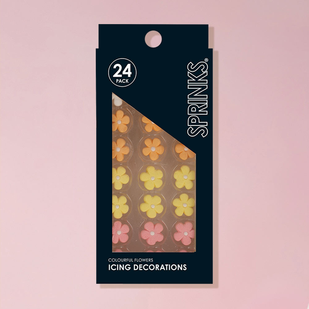SPRINKS Icing Decorations - COLOURFUL FLOWERS (24 pieces)
