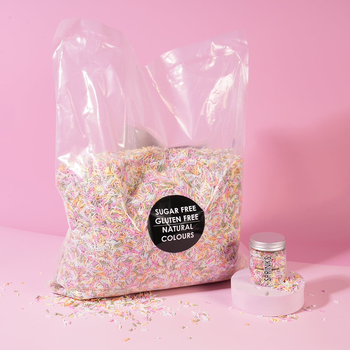 5kg Sugar Free Natural Coloured Jimmies - Pastel Rainbow
