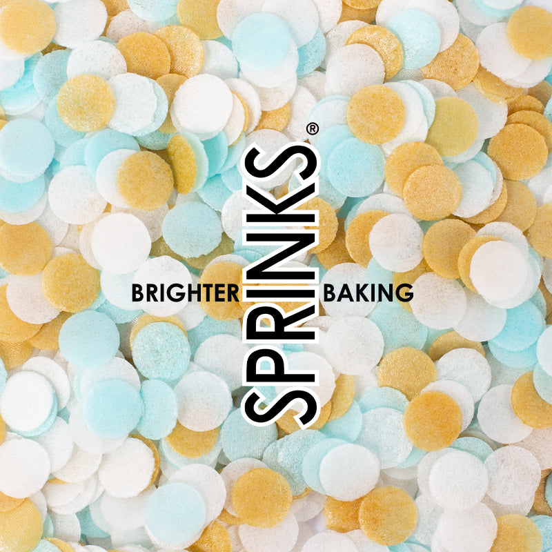 BLUE, WHITE & GOLD Wafer Decorations (9g) - by Sprinks