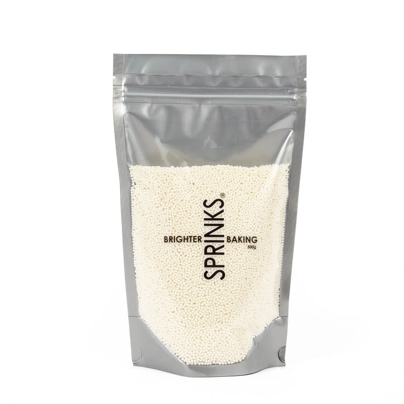 500g Cachous Pearl Beads MATTE WHITE 2mm - by Sprinks