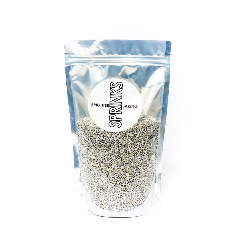 500g METALLIC SILVER Jimmies 1mm - by Sprinks