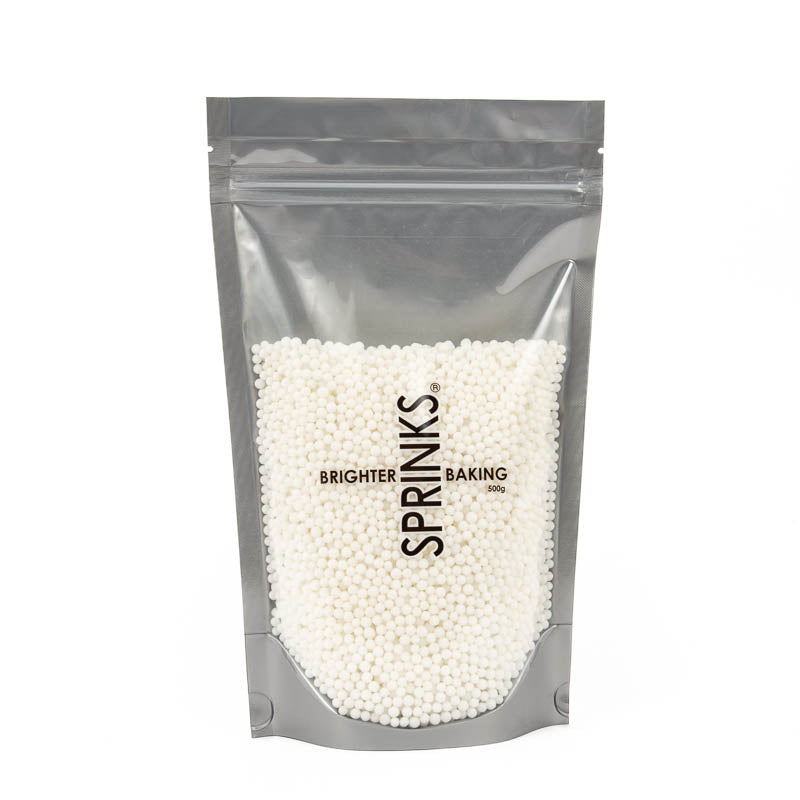 500g Cachous Pearl Beads MATTE WHITE 4mm - by Sprinks