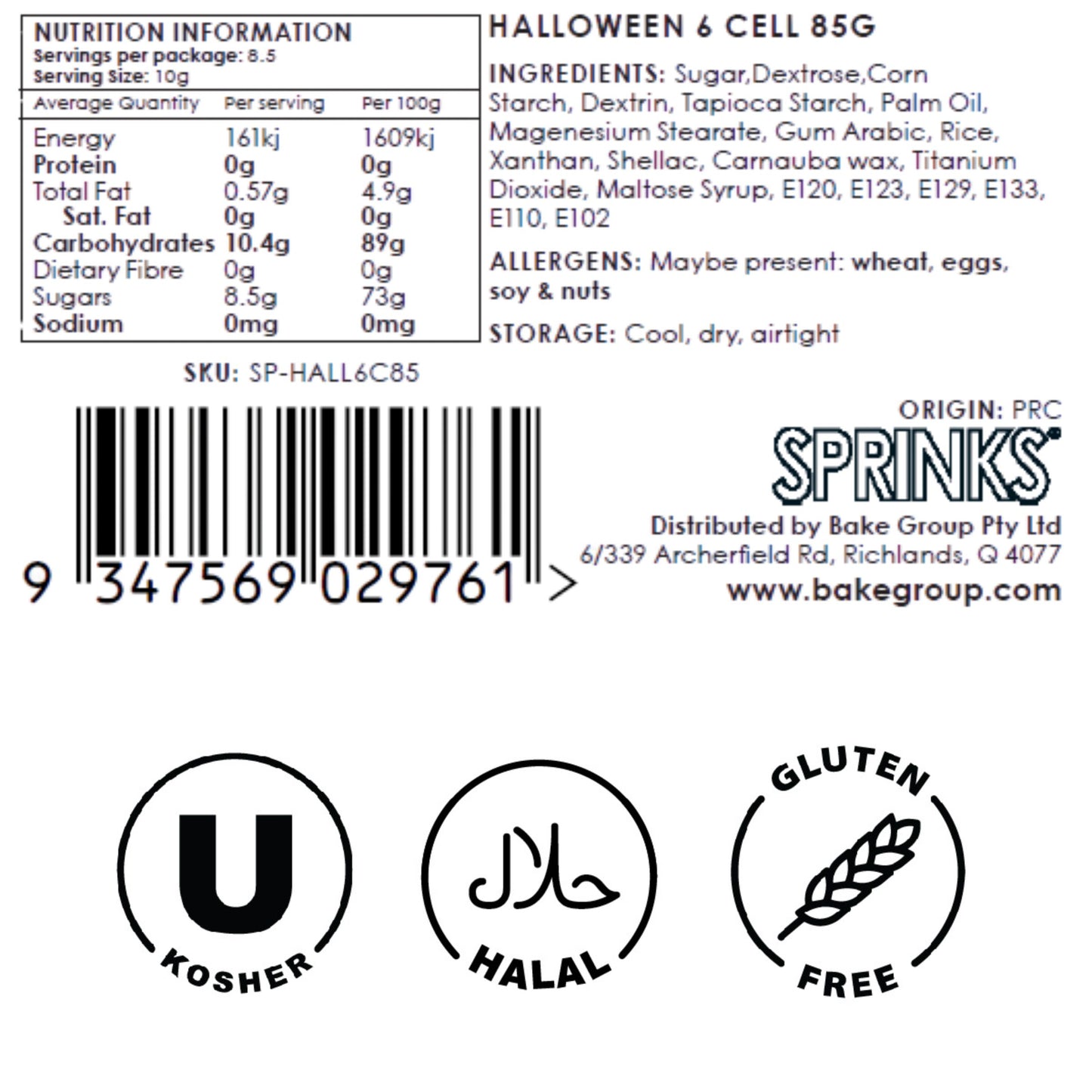 HALLOWEEN 6 Cell Sprinkles (85g) - by Sprinks