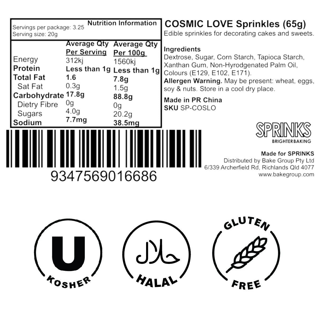 COSMIC LOVE Sprinkles (70g) - by Sprinks