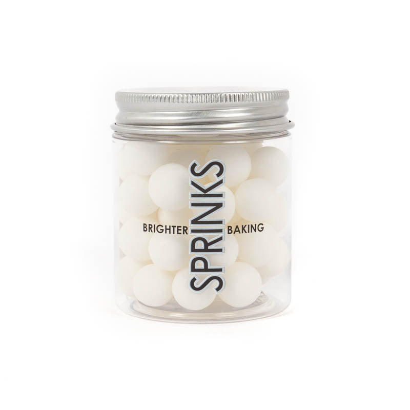 Cachous Pearl Beads MATTE WHITE 10mm (65g) - by Sprinks