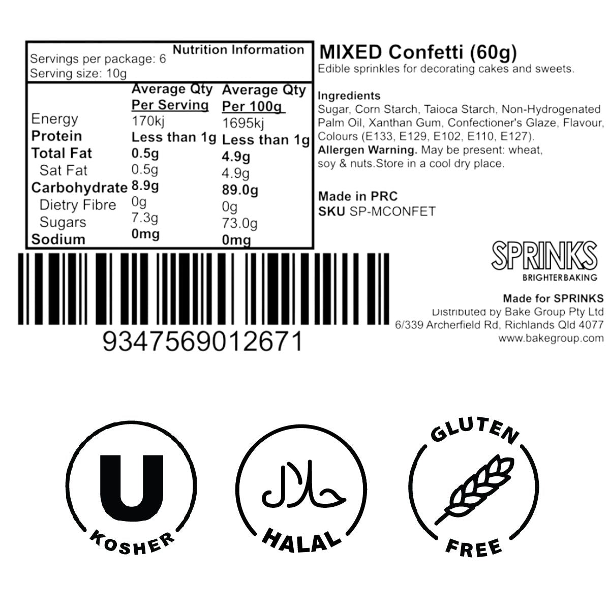 MIXED Confetti (60g) - by Sprinks