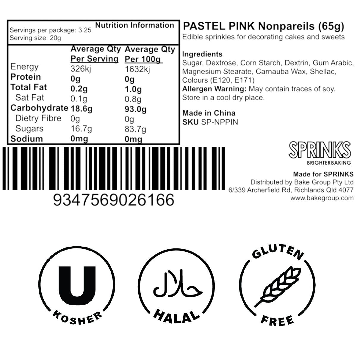 PASTEL PINK Nonpareils (65g) - by Sprinks