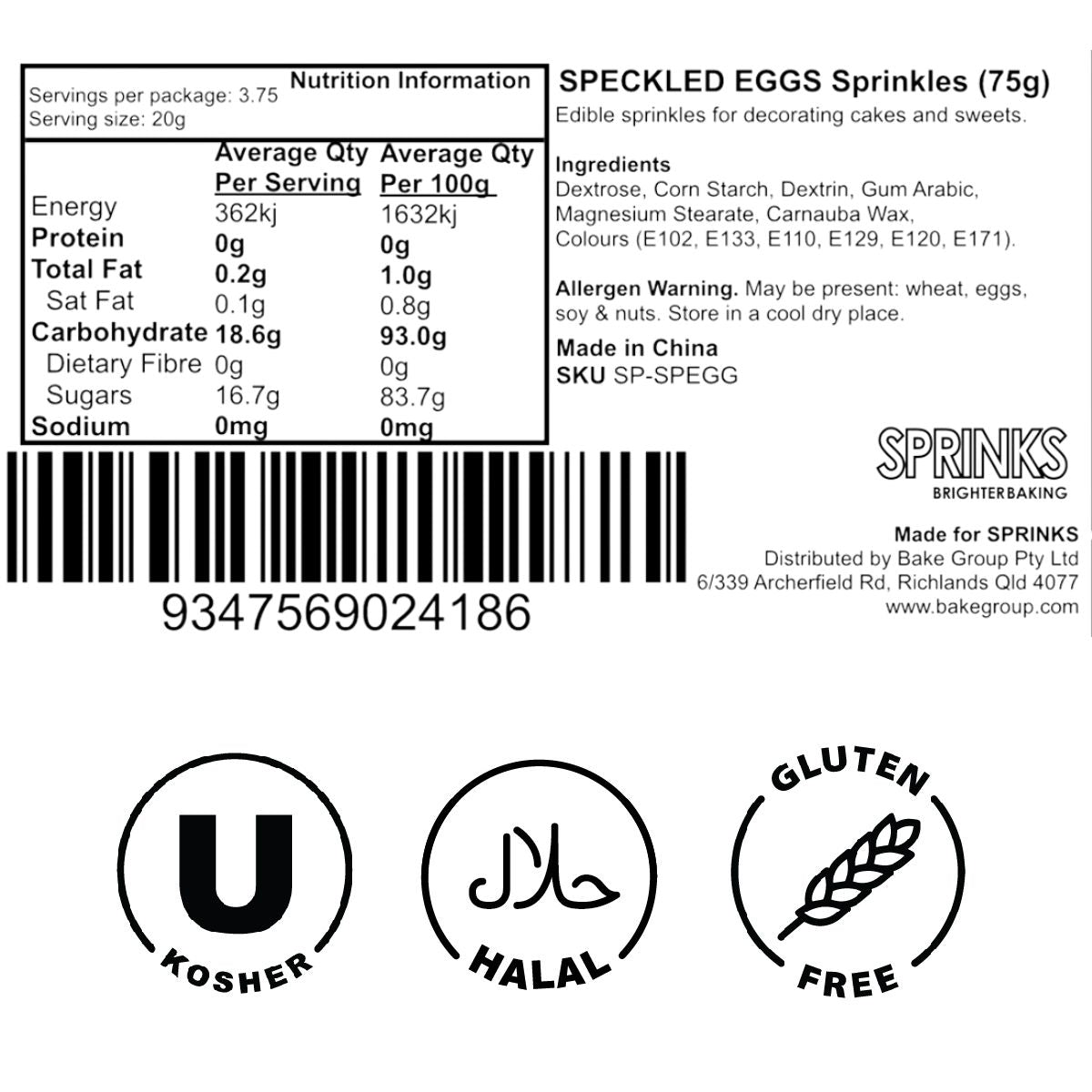 SPECKLED EGGS (75g) Sprinkles - by Sprinks