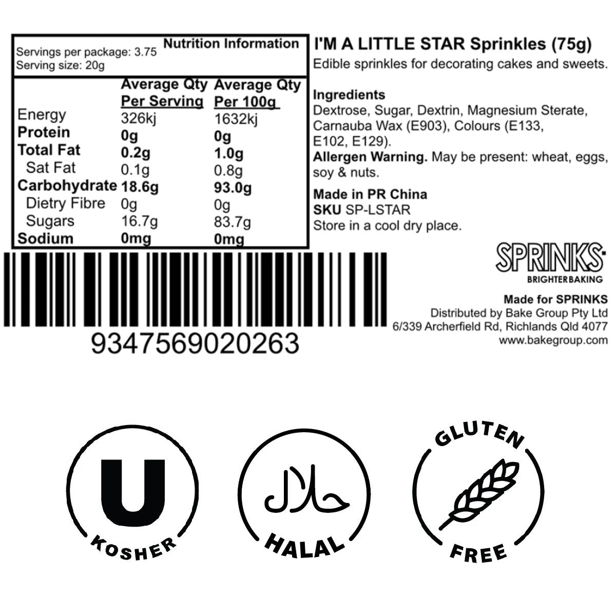 I'M A LITTLE STAR Sprinkles (75g) - by Sprinks