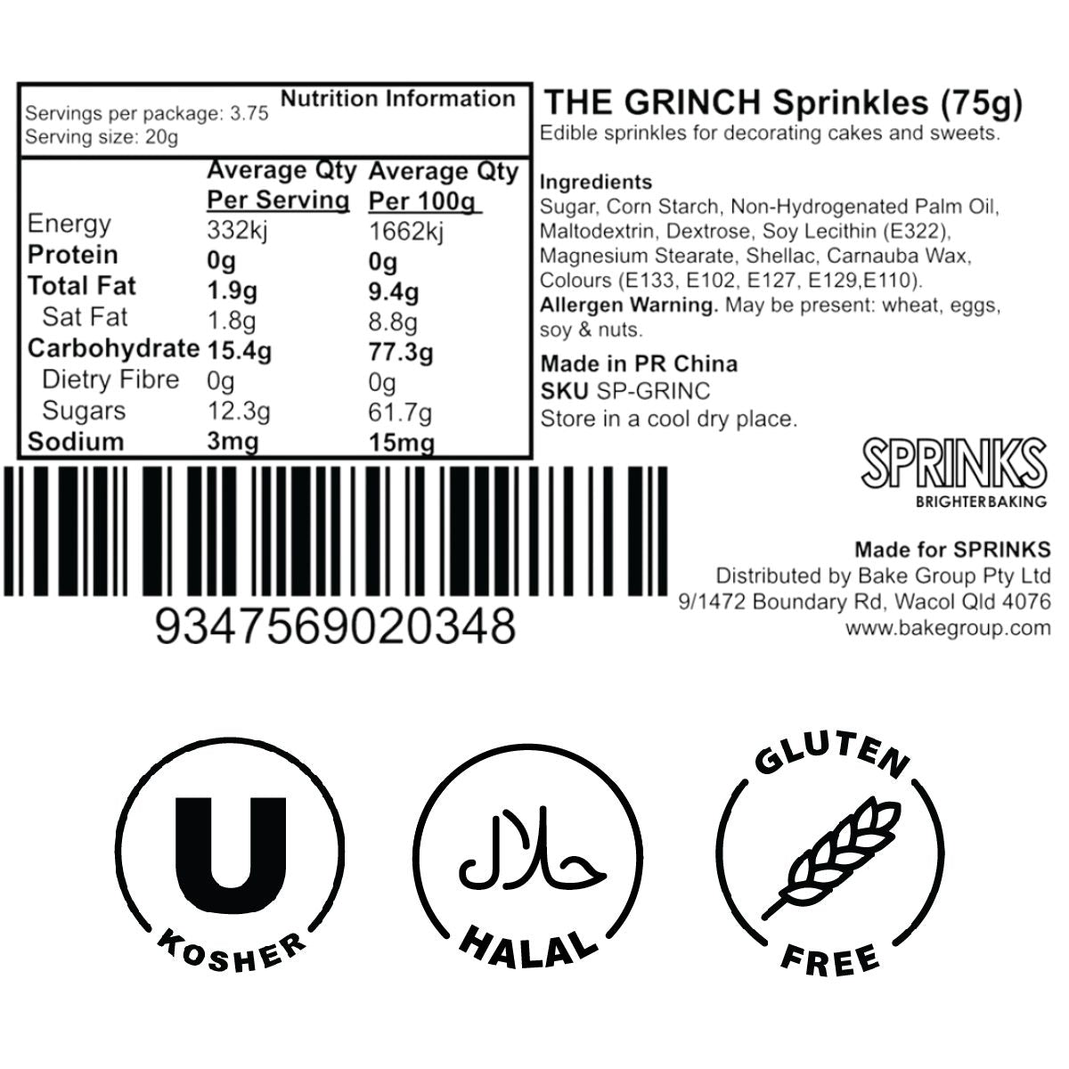 THE GRINCH Sprinkles (75g) - by Sprinks