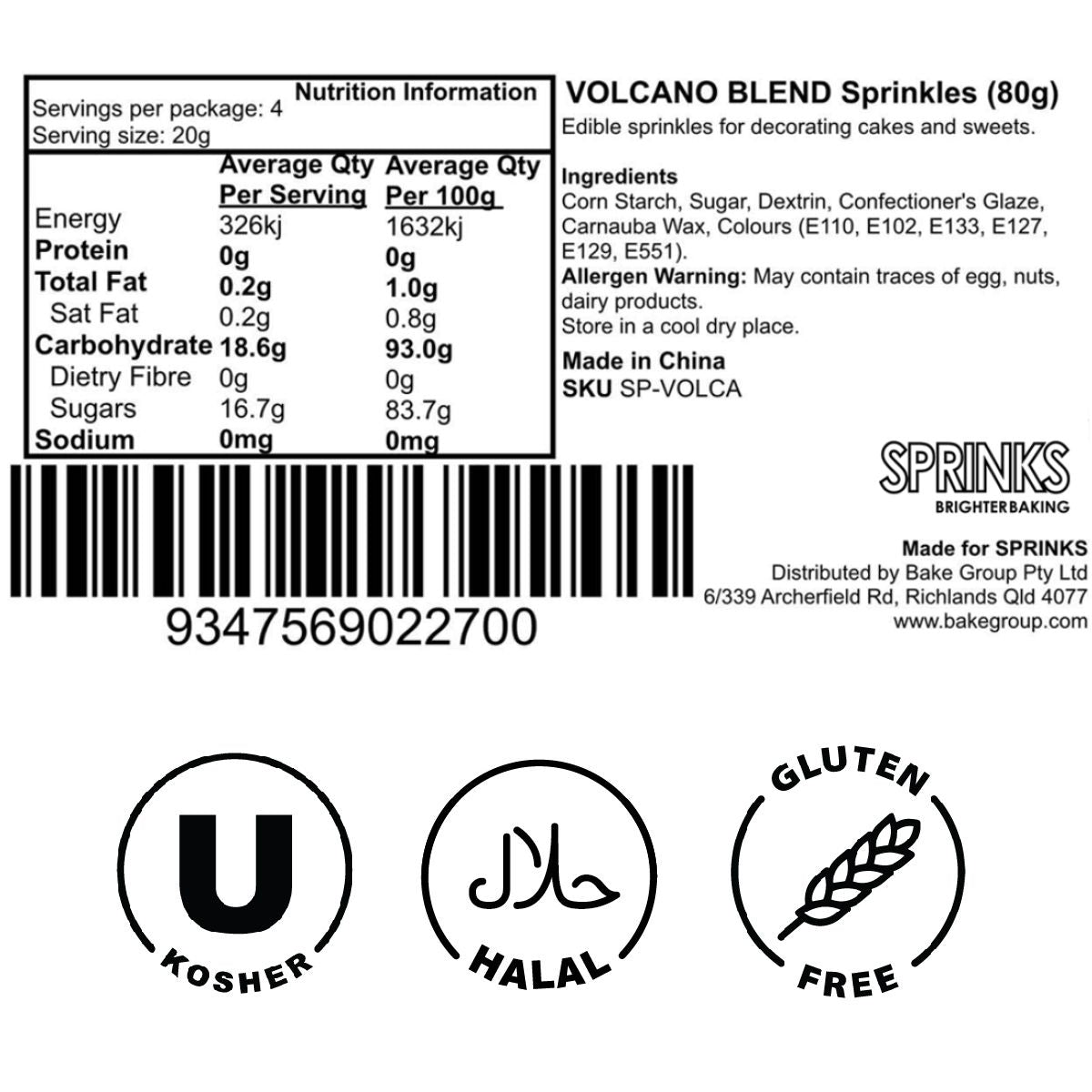 VOLCANO BLEND Sprinkles (80g) - by Sprinks