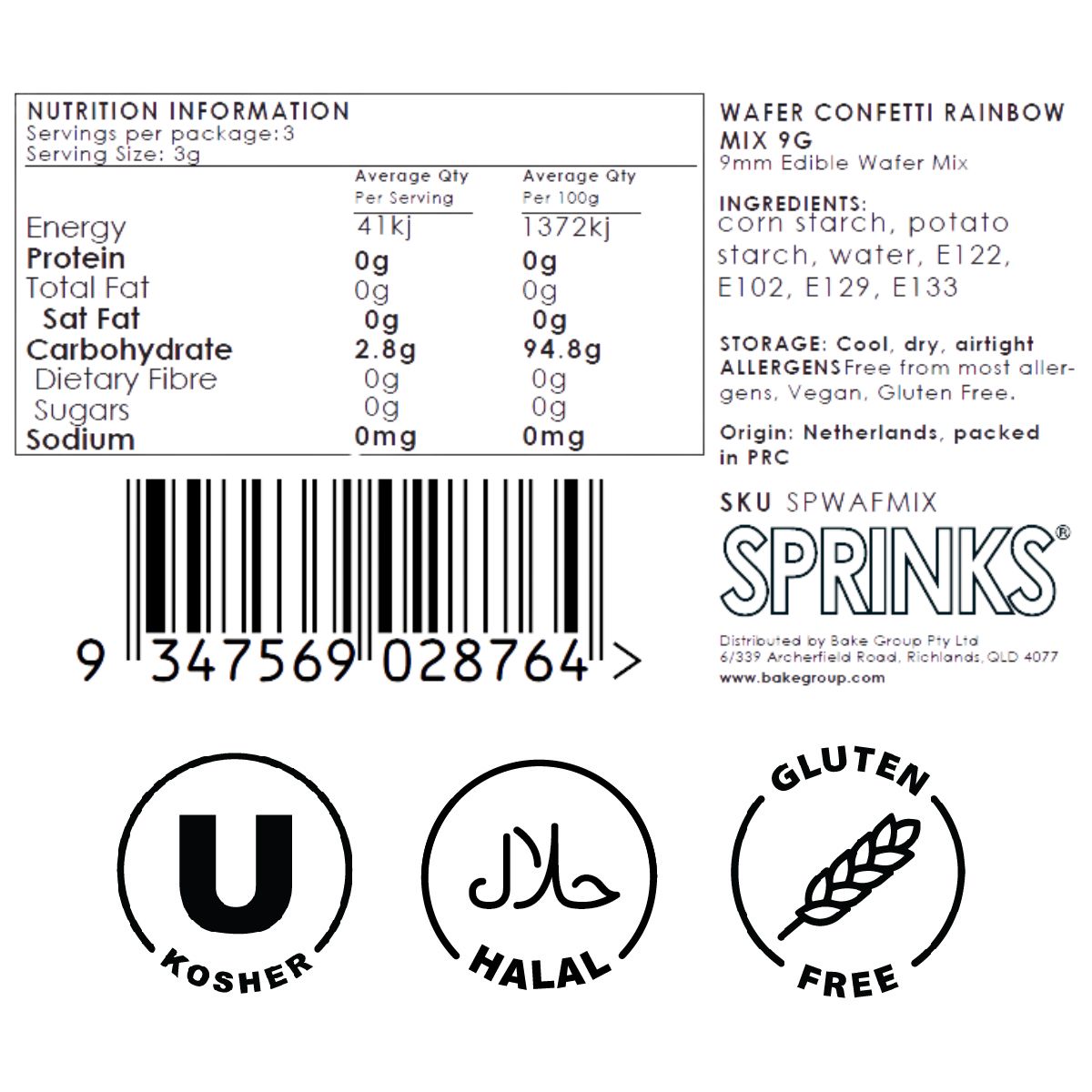 RAINBOW MIX Wafer Decorations (9g) - by Sprinks