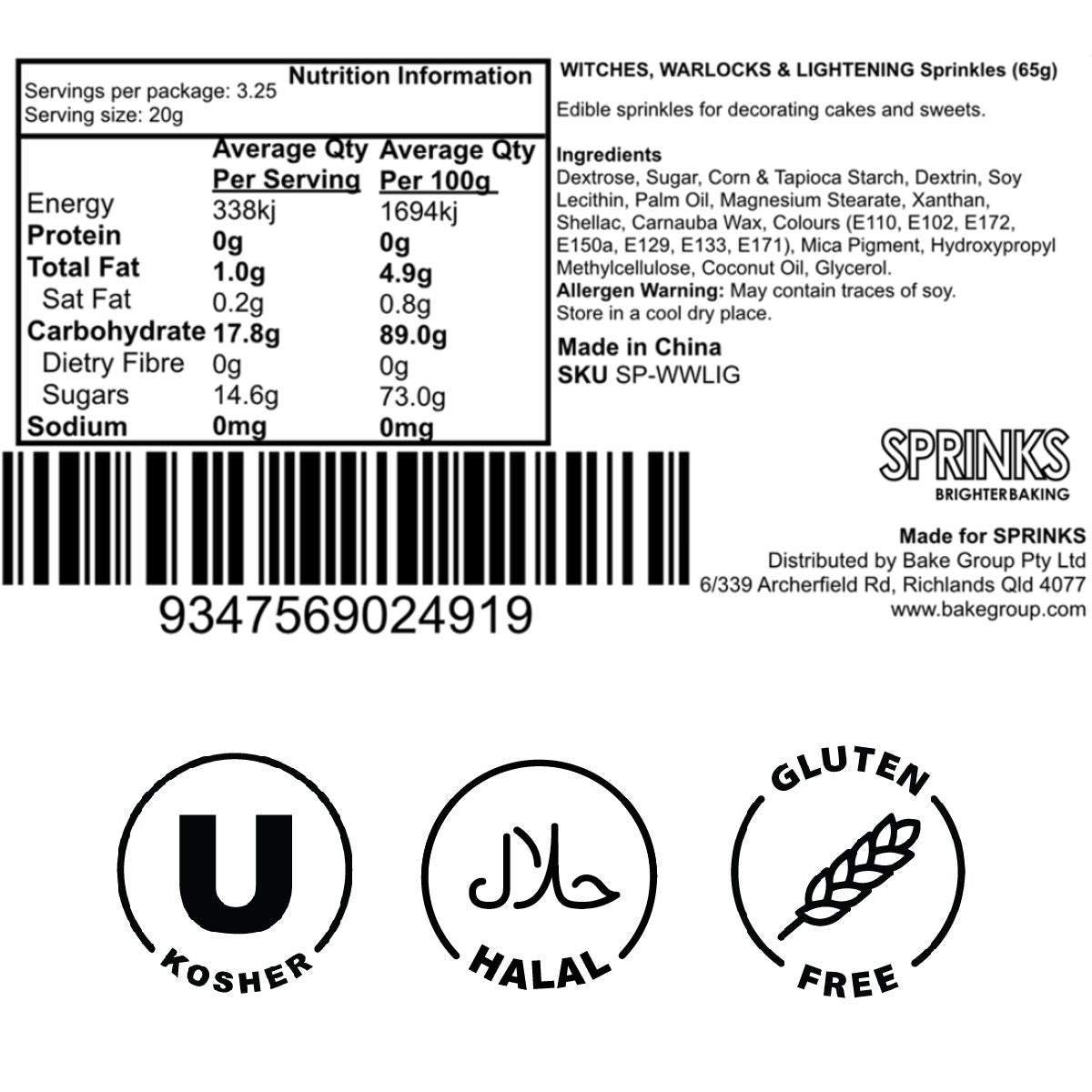 WITCHES, WARLOCKS & LIGHTENING Sprinkles (65g) - by Sprinks