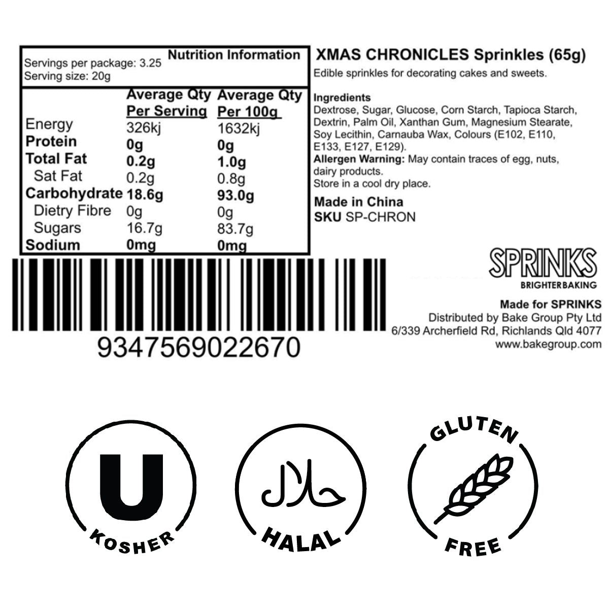 CHRISTMAS CHRONICLES Sprinkles (65g) - by Sprinks