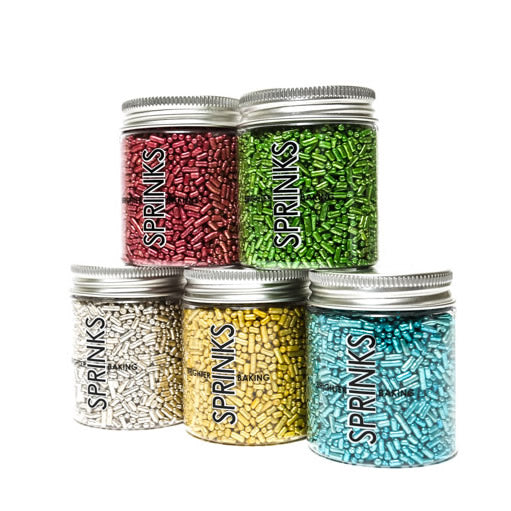 500g METALLIC BLUE Jimmies 1mm - by Sprinks