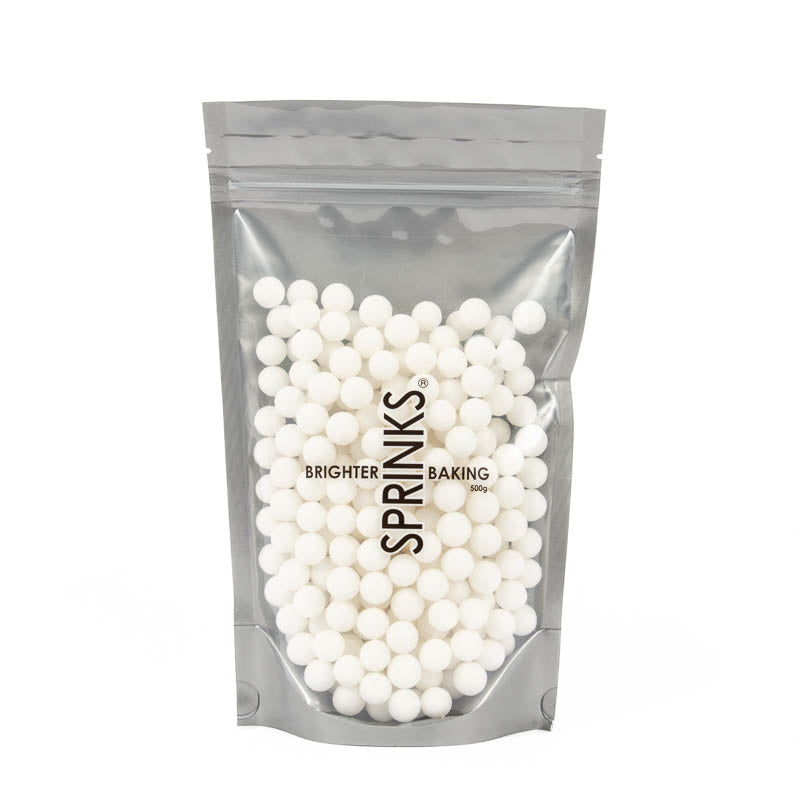 500g Cachous Pearl Beads MATTE WHITE 10mm - by Sprinks