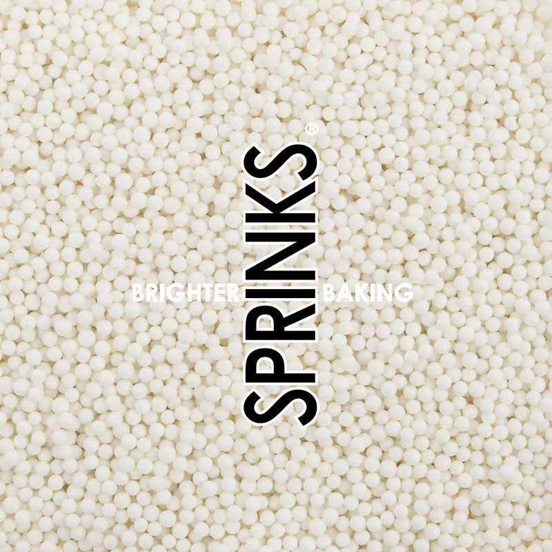 Cachous Pearl Beads MATTE WHITE 2mm (65g) - by Sprinks