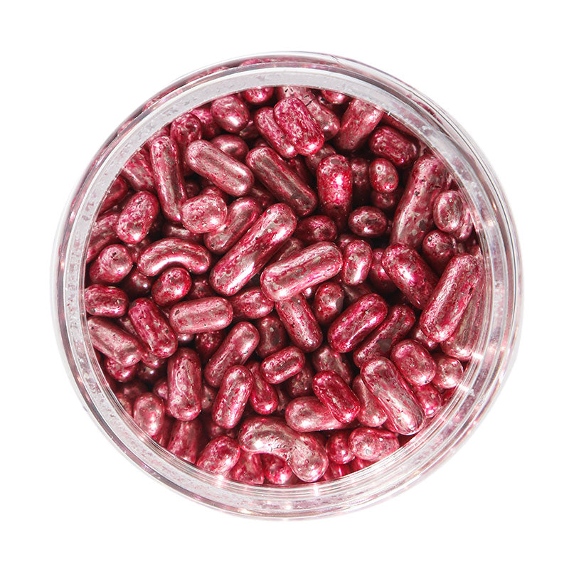 500g METALLIC PINK Jimmies 1mm - by Sprinks