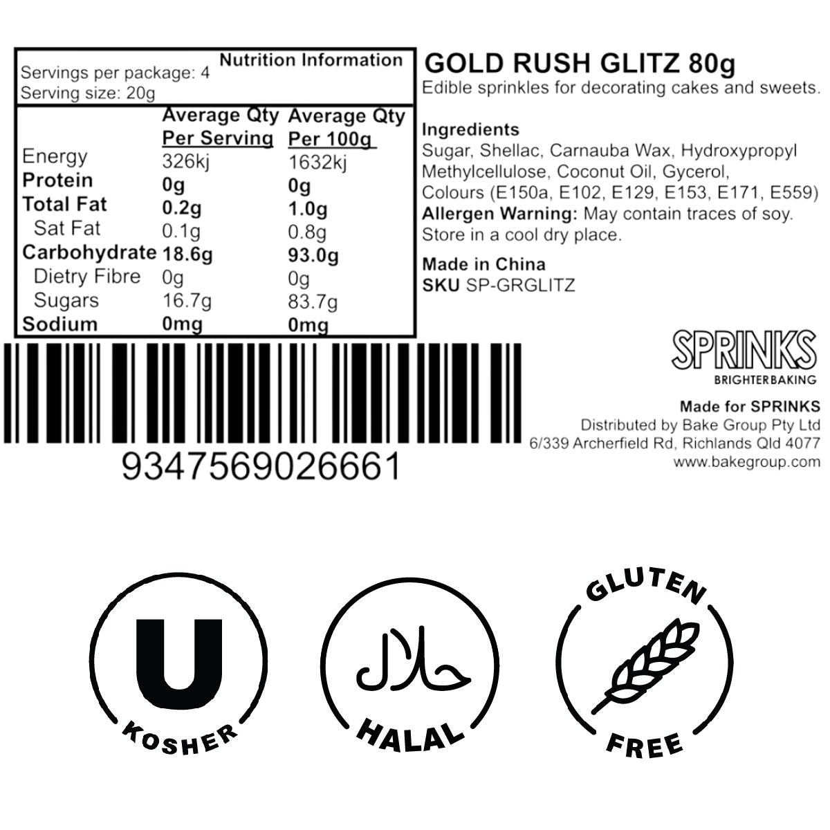 GOLD RUSH GLITZ Sprinkles (80g) - by Sprinks