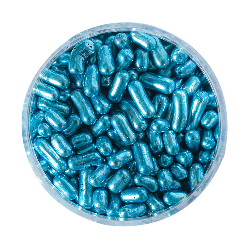 500g METALLIC BLUE Jimmies 1mm - by Sprinks
