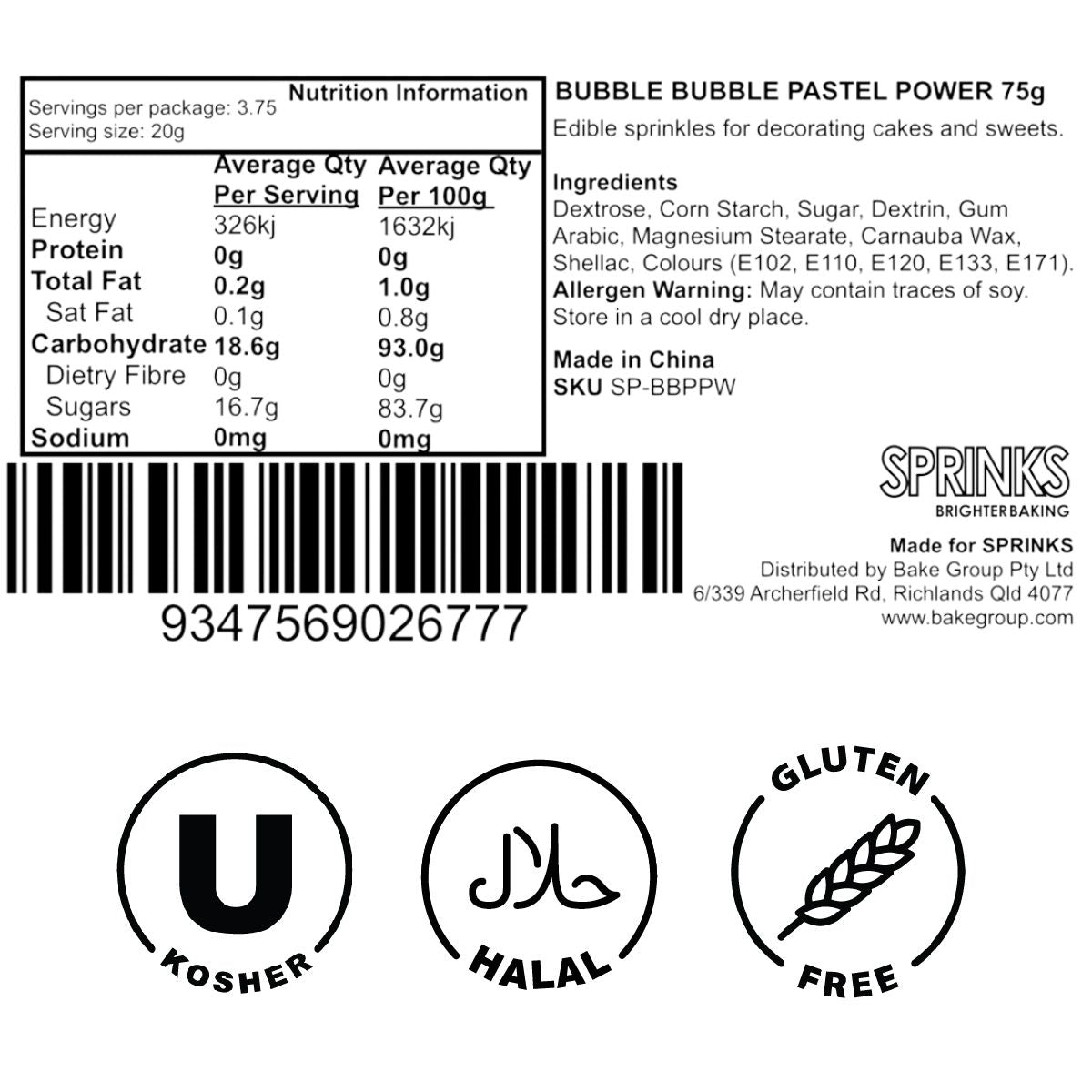 PASTEL POWER BUBBLE BUBBLE (75g) Sprinkles - by Sprinks