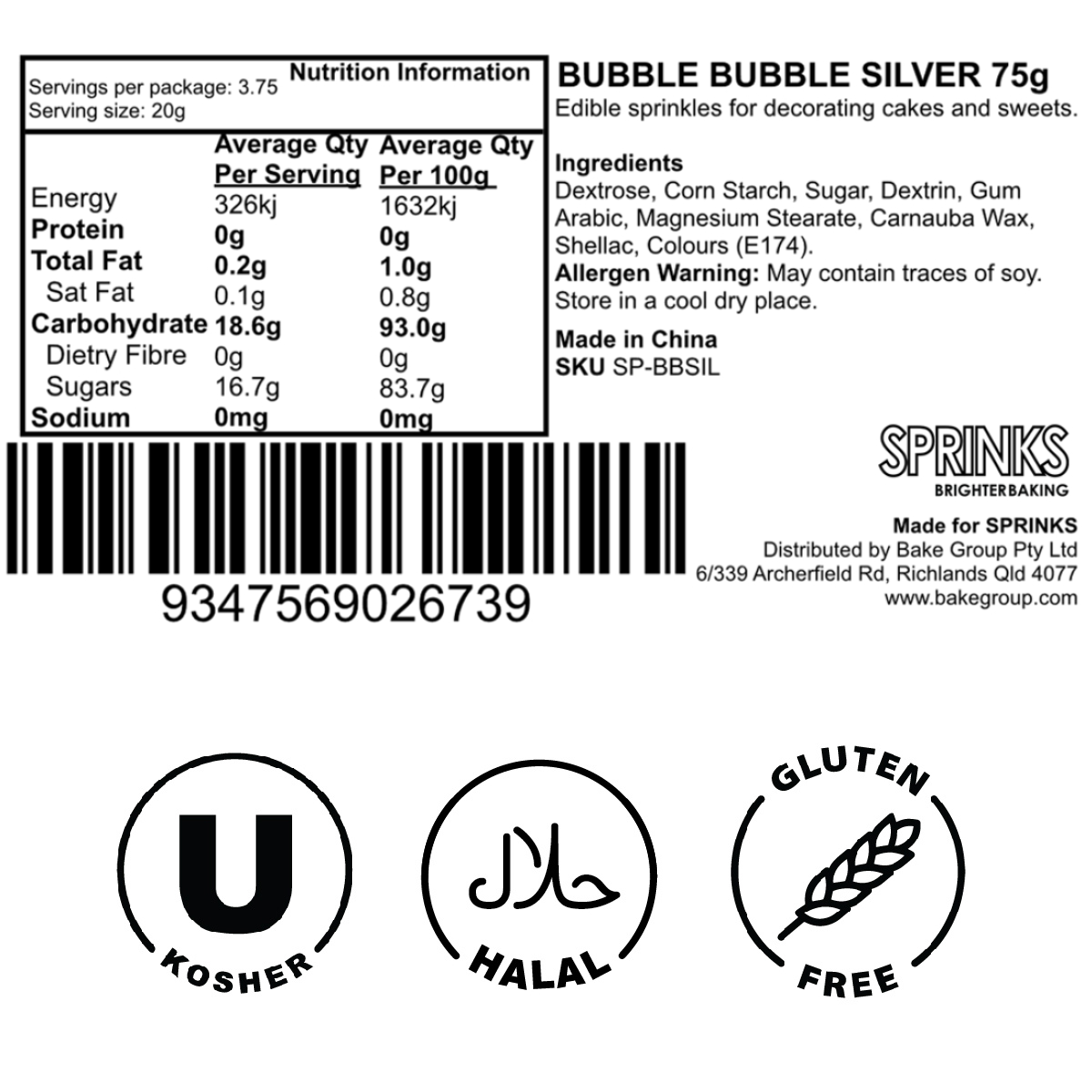 SILVER BUBBLE BUBBLE (75g) Sprinkles - by Sprinks