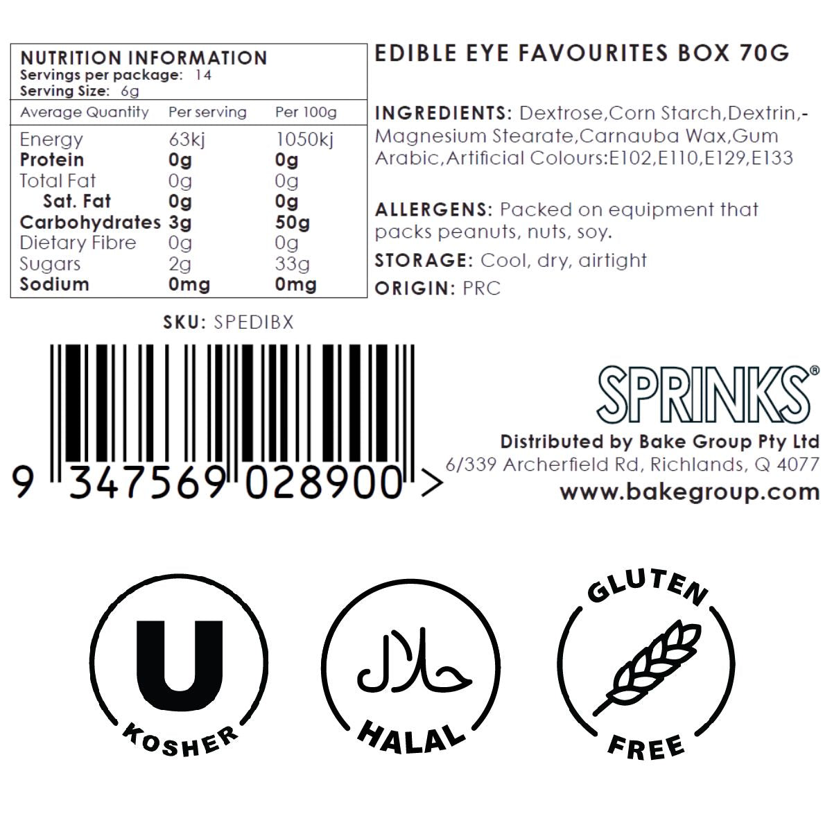 EDIBLE EYES FAVOURITES Box (70g) - by Sprinks