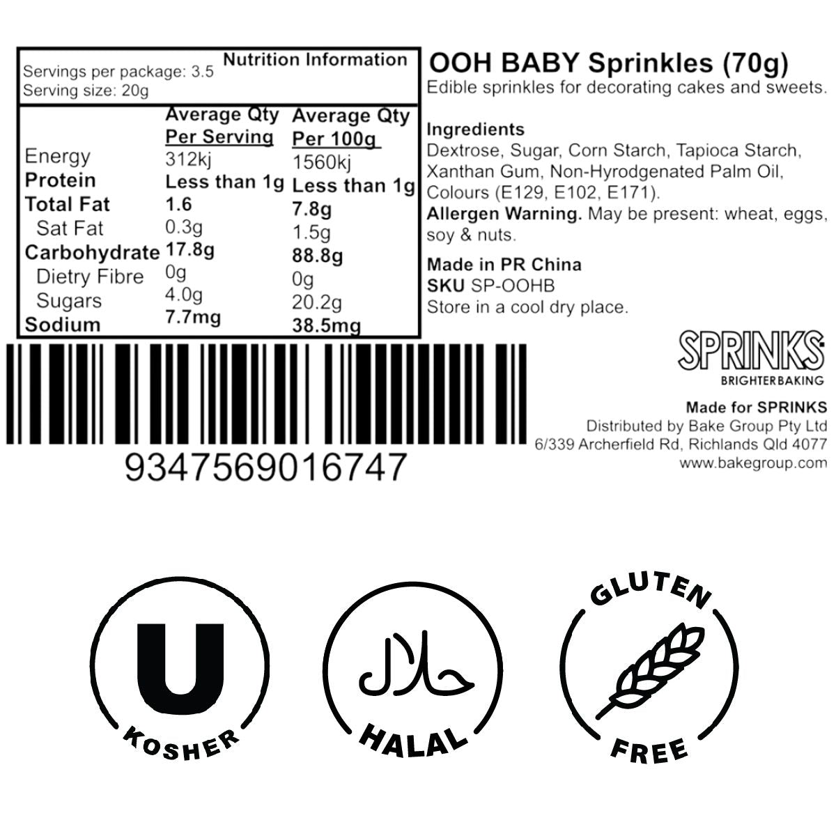 OOH BABY Sprinkles (60g) - by Sprinks