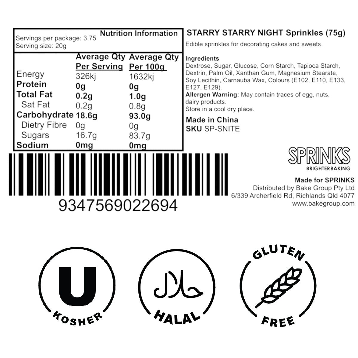 STARRY STARRY NIGHT Sprinkles (75g) - by Sprinks